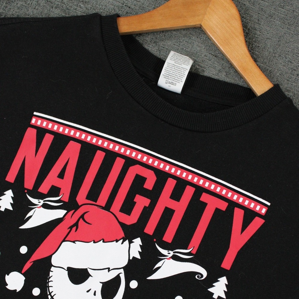 Disney Nightmare Before Christmas Jack Skellington Naughty Sweatshirt Black L